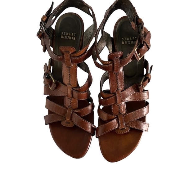 Stuart Weitzman Tapered Heel Ankle Strap Sandals Size 9 - Picture 2 of 10